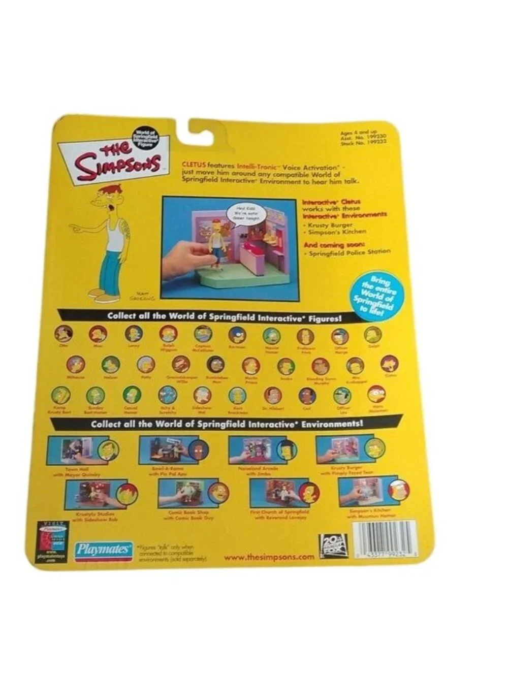 Playmates World of Simpsons Krusty, Bumblebee Man + Cletus Figures, set of 3